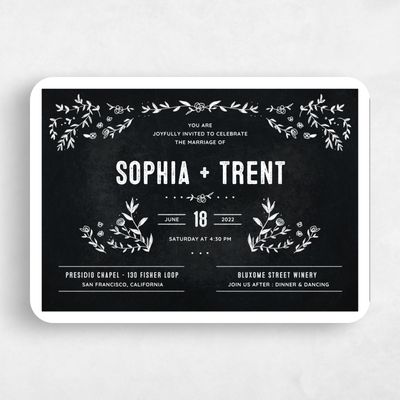 Black Rounded Wedding Invitation - Humboldt Landscape