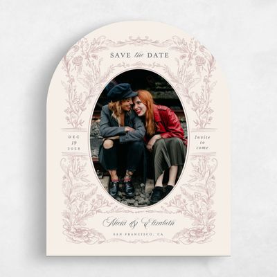 Pink Arch Wedding Save the Date - Leonid Portrait
