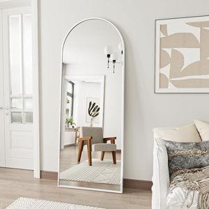 OGCAU Floor Full Length Mirror, 56"x20" Arched Full Body Mirror, Hanging or Leaning, Standing, Wall Mounted with Aluminum Frame for Bedroom Living Room, White