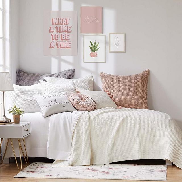 Levtex Home - Mills Waffle - Twin Quilt Set - Cream Cotton Waffle - Quilt Size (68 x 86in.), Sham Size (26 x 20in.)
