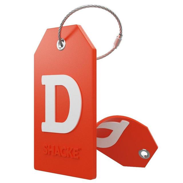 Initial Luggage Tag with Full Privacy Cover and Stainless Steel Loop (Orange)