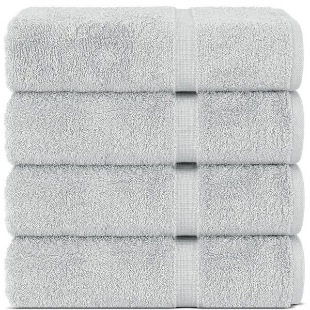 Chakir Turkish Linens |Hotel & Spa Quality 100% Cotton Premium Turkish Towels | Soft & Absorbent (Silver Gray, Bath Towel - Set of 4)