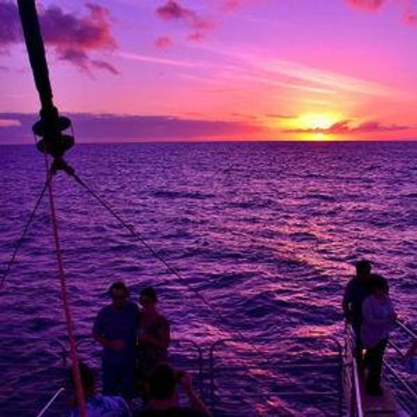 Hawaii Honeymoon: Sunset Coastal Catamaran Cruise!