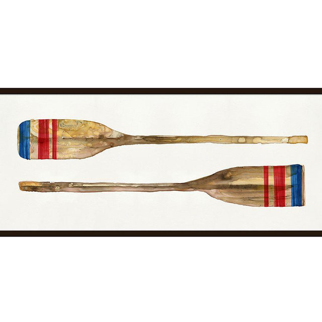 Painterly Americana Oars Wall Art, 21 x 9"