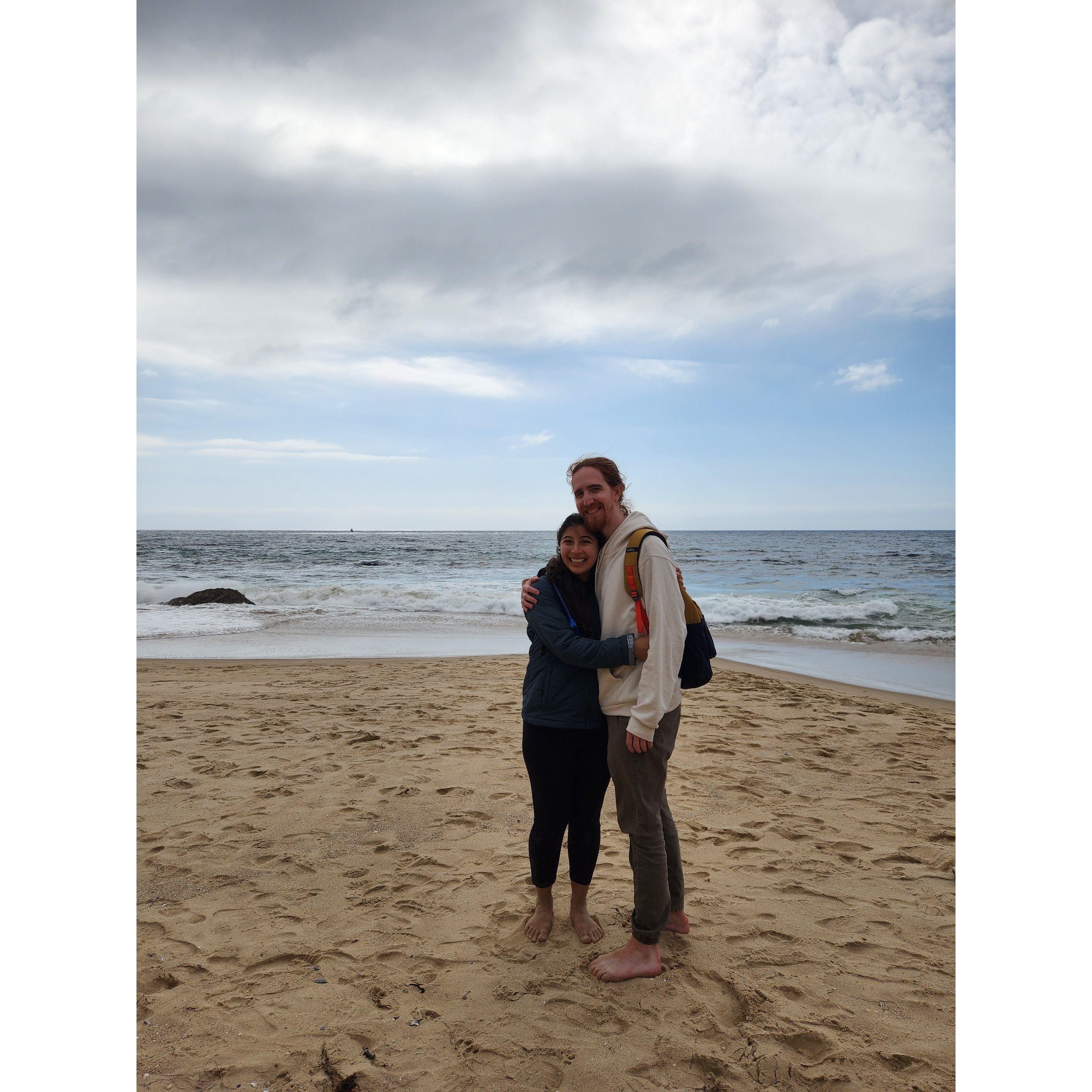The day Justin proposed at Crystal Cove Beach