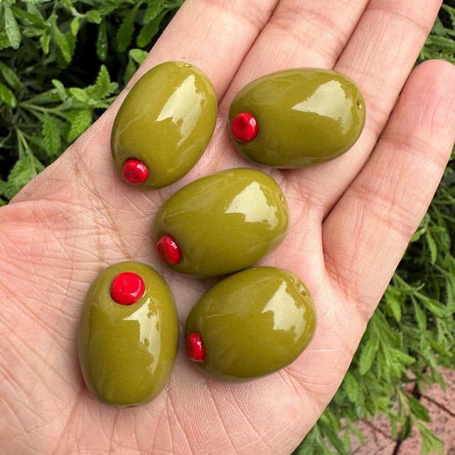 Stuffed Green Olive Magnet - Refrigerator fruit magnet
