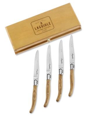 Laguiole Jean Dubost Olivewood Steak Knives, Set of 4