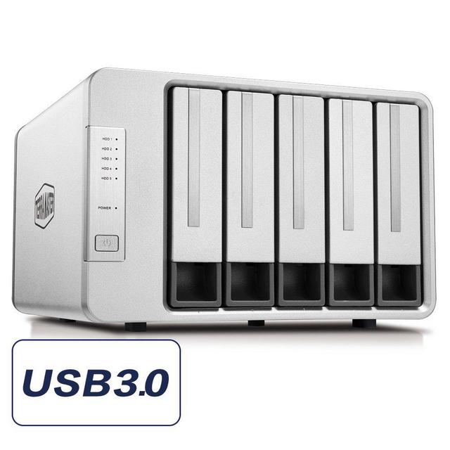 TERRAMASTER D5-300 USB3.0 (5Gbps) Type C 5-Bay External Hard Drive Enclosure Support RAID 5 Hard Disk RAID Storage (Diskless)