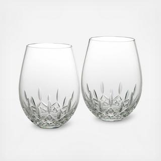 Lismore Essence Stemless Deep Red Wine, Set of 2