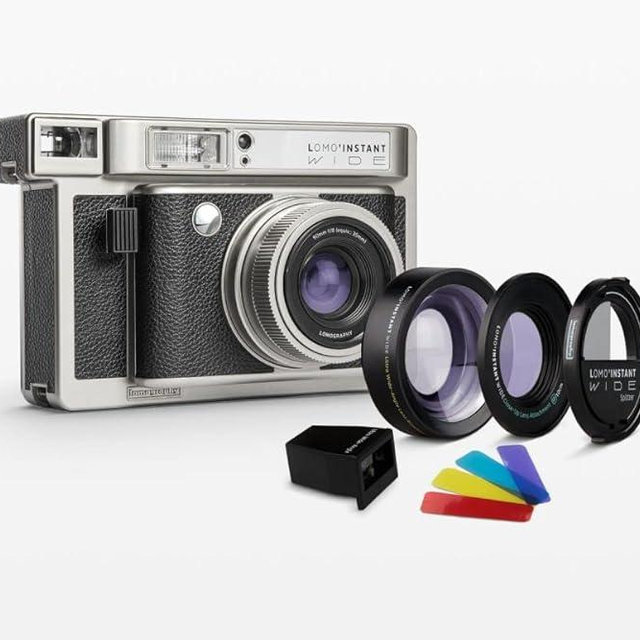 Lomography Lomo'Instant Wide Camera & Lenses Monte Carlo Black Leather