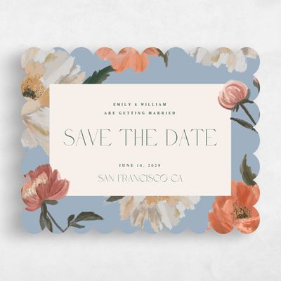 Blue Scalloped Wedding Save the Date - Ashling Landscape