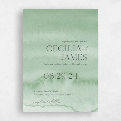 Sage, Green Wedding Invitation - Loreto Portrait