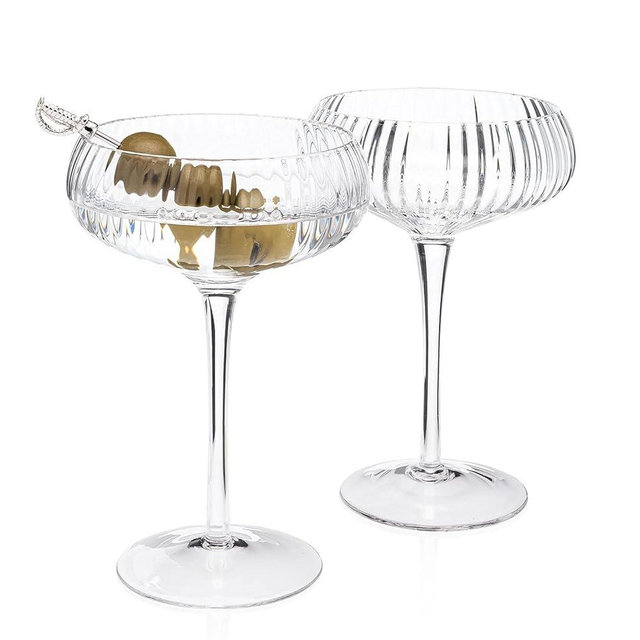 HISTORY COMPANY 1940 El Morocco Crystal Cocktail Coupe – Inspired by the Legendary Nightclub, 2-Piece Set (Gift Box Collection)