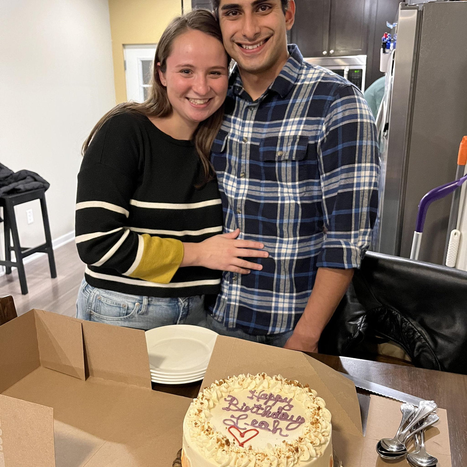 I surprised Leah on her birthday by inviting her whole family to our house and we celebrated by eating yummy cake.