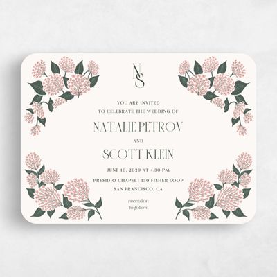 Beige Rounded Wedding Invitation - Bellis Landscape