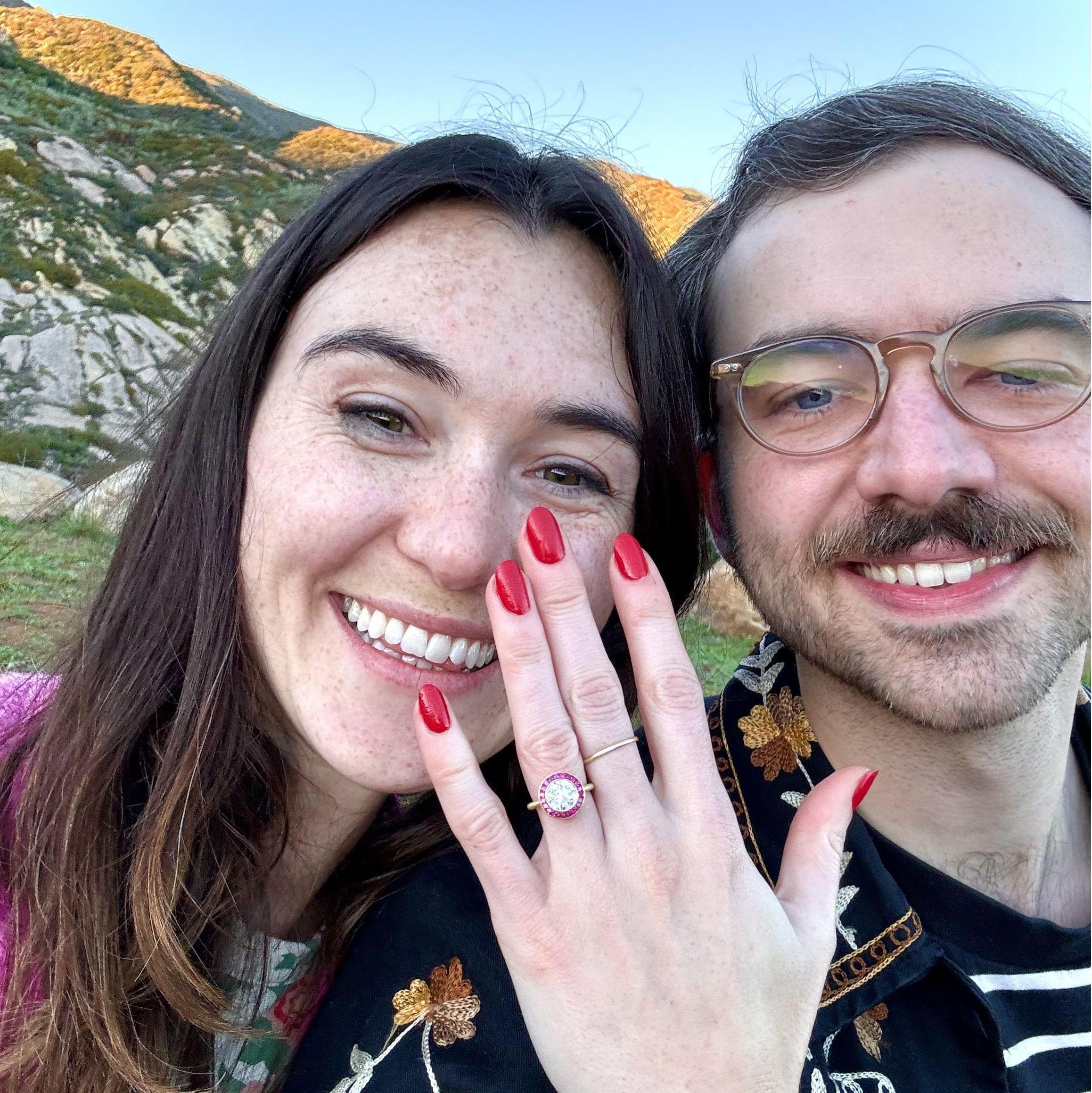 The proposal!
Sean asked Ella to marry her during the Pink Moment at the Taft Gardens in Ojai (2023)