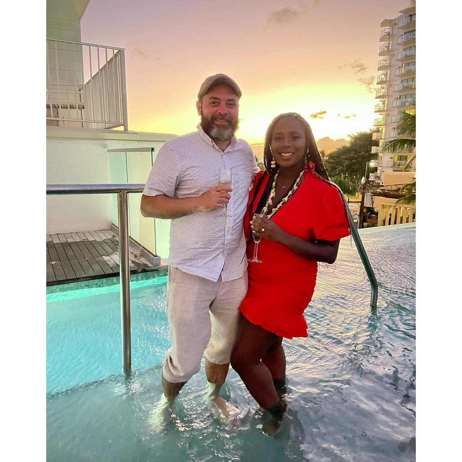 We celebrated our engagement at our hotel on Waikiki beach.