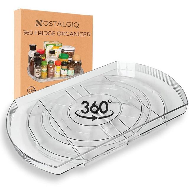 NOSTALGIQ Large 360° Rotating Lazy Susan for Refrigerator | Space-Saving Rectangular Fridge Turntable Organizer | Space Maximizing for Kitchen, Cabinet, Pantry Organizer and Storage (16.5 x 11 Inch)