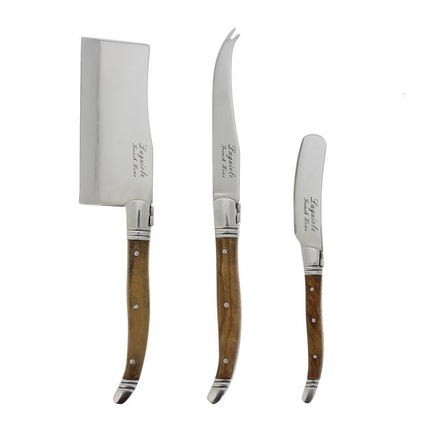 Laguiole 3-Piece Connoisseur Cheese Knife Set (Olive Wood)