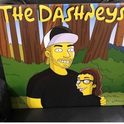 Steven made this lovely piece of fine art for Kristi. They have been turned into Simpson's characters!