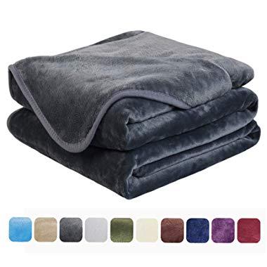 EASELAND Soft King Size Blanket Winter Warm Microplush Lightweight Thermal Fleece Blankets for Couch Bed Sofa,90x108 Inches,Dark Gray