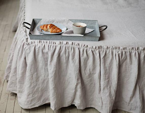 Linen coverlet. 12 colours. Linen bed skirt. Linen dust ruffle bedskirts. Linen bed coverlet. Linen bedspread. Bed valance. Linen bedding