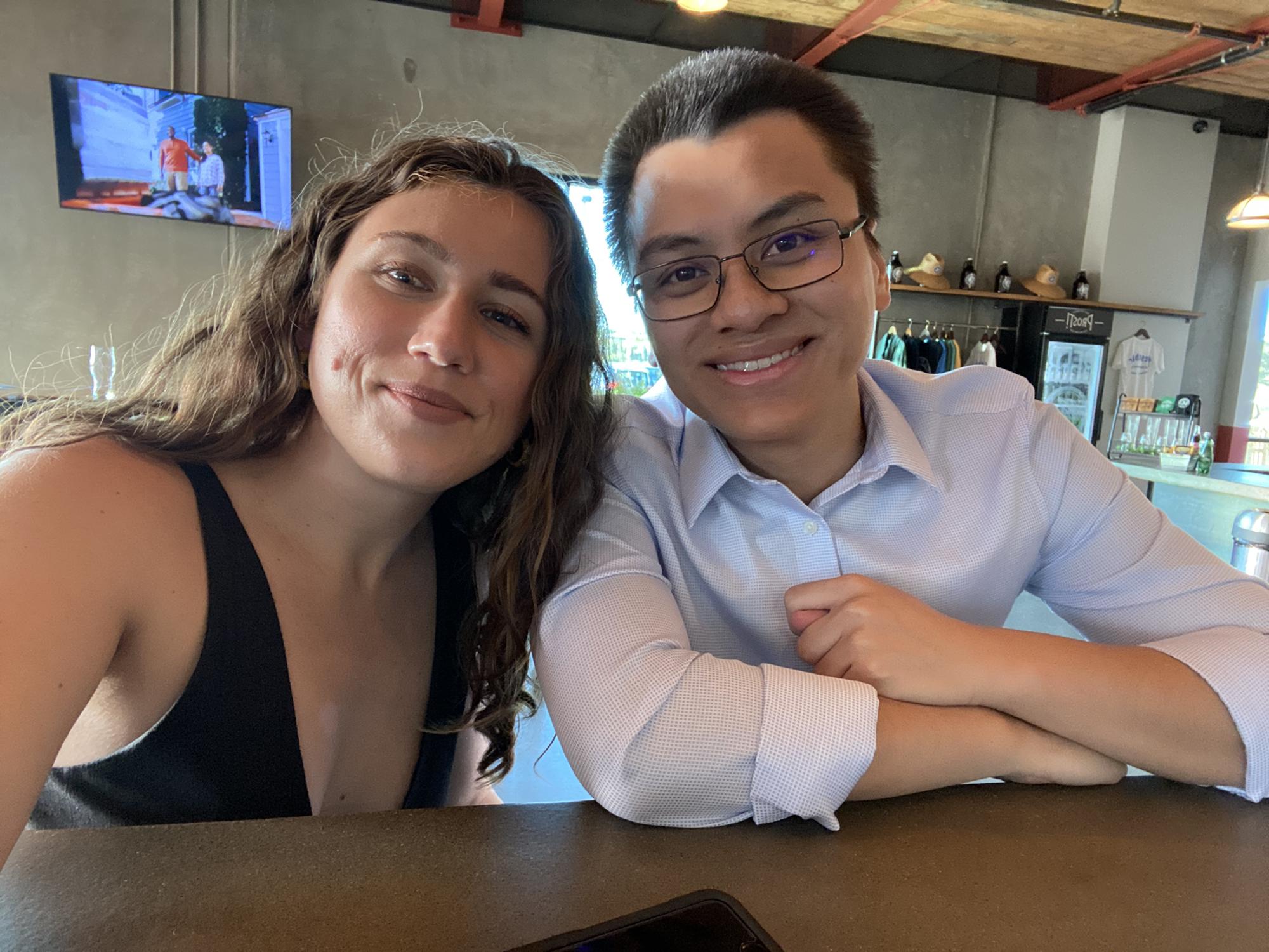 Shannon and Oliver at a brewery in Escondido.