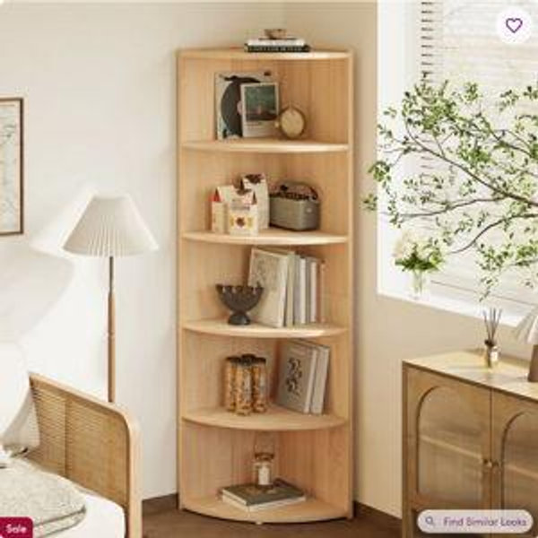 Fan-Shaped Bookcase Corner Shelf