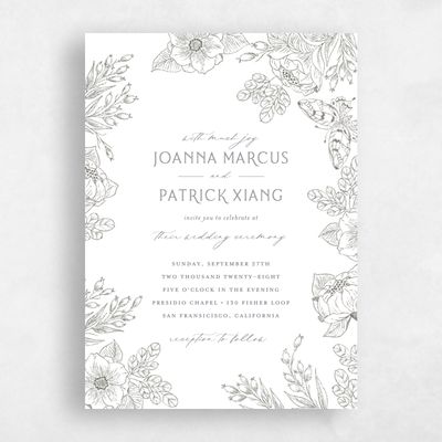 White Floral Wedding Invitation - Briallen Classic