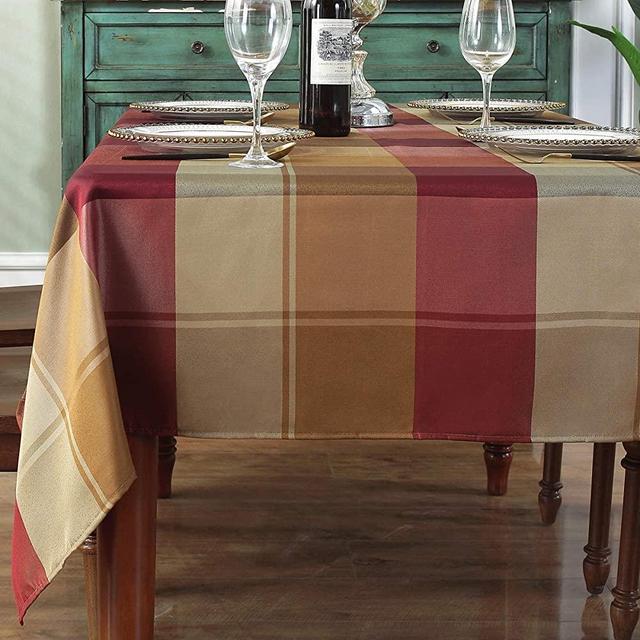Rectangle Tablecloth Checkered Style Polyester Table Cloth Spillproof Dust-Proof Wrinkle Resistant Heavy Weight Table Cover for Kitchen Dinning Tabletop (Rectangle/Oblong,60" x 102"(8-10 Seats),Red)