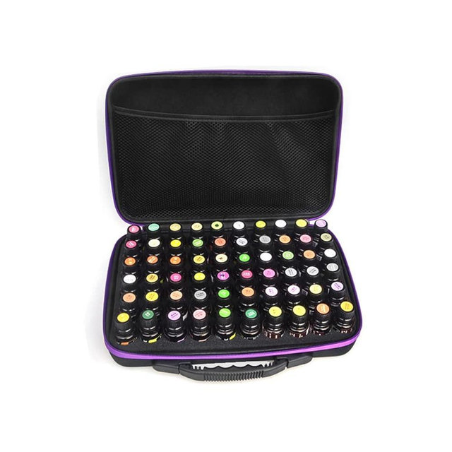 Essential Oil Storage Organizer Carrying Case, Essential Oils Holders Nail Polish Storage Box Organizer,Nail Varnish Storage Bag Foam Insert Tote 60 Bottles 5ml 10ml 15ml