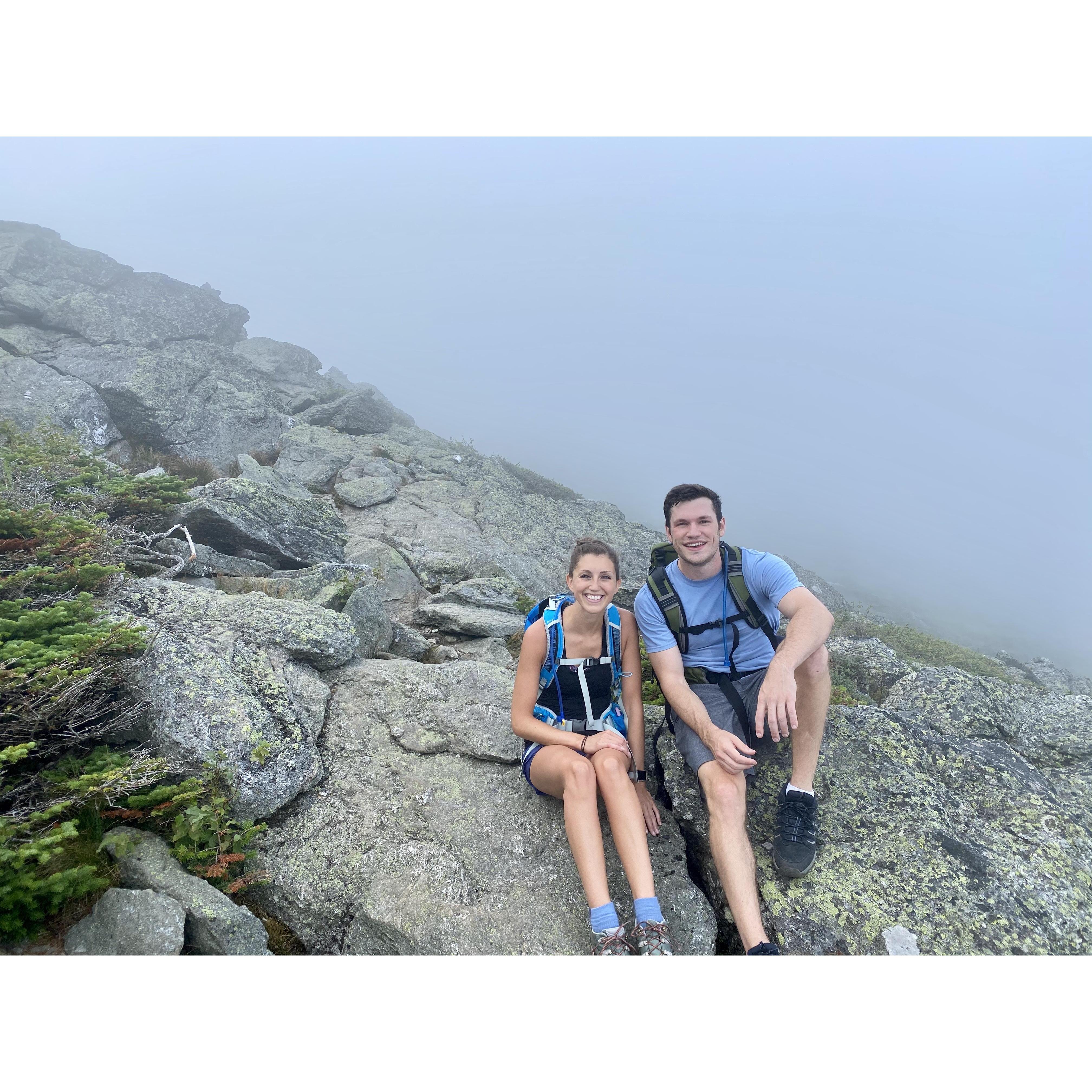 Cloudy hike up Mt Jefferson in the White Mountains, NH