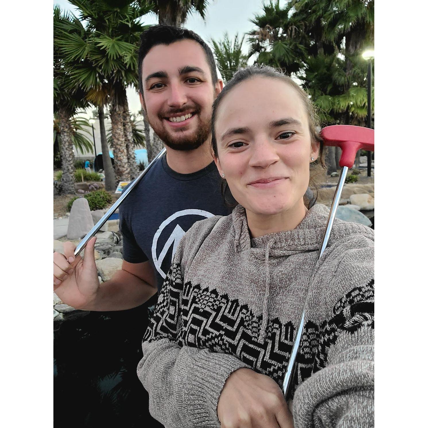 Mini golf and a fancy meal in Del Mar, July 2020.