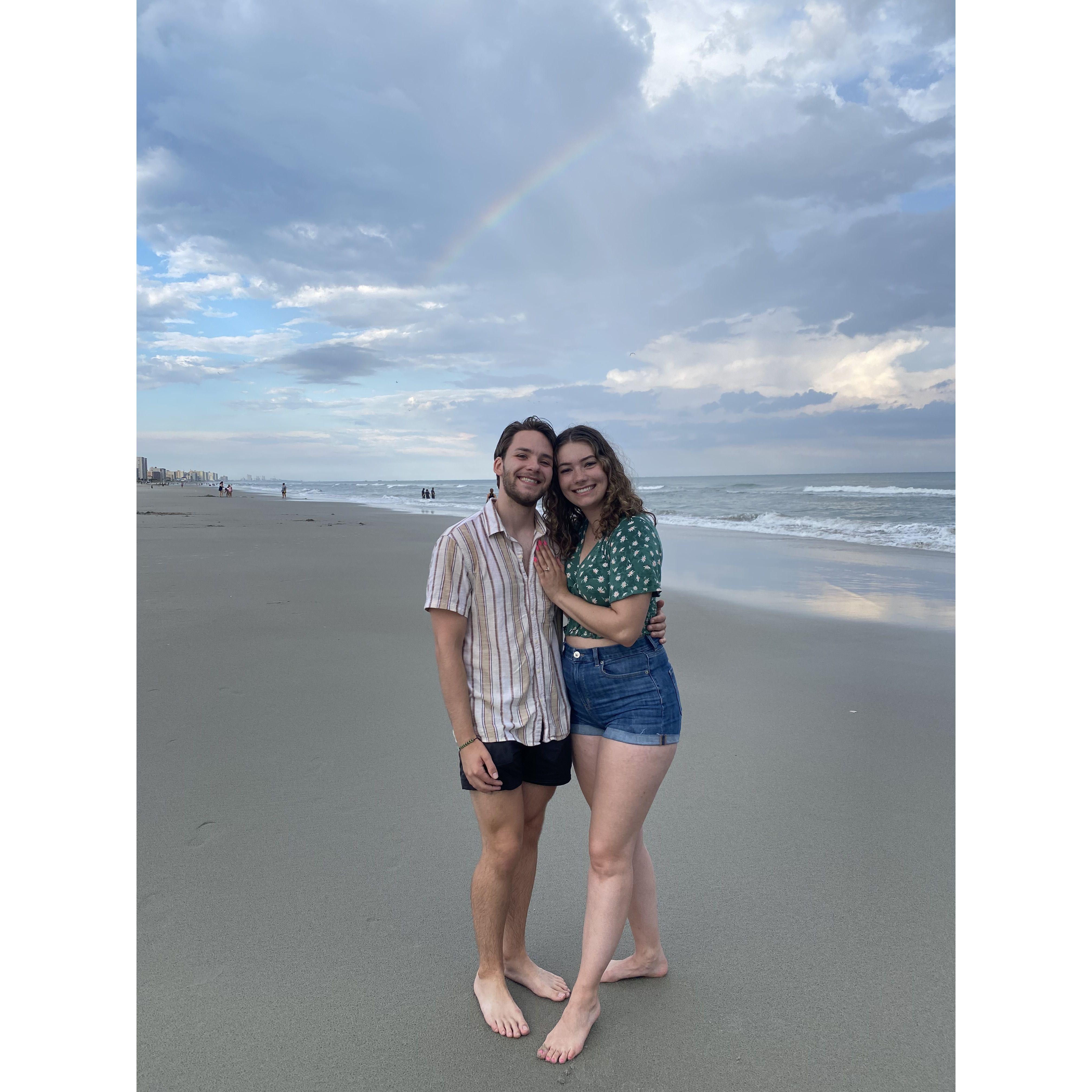 A light sprinkle completely cleared the beach and left us with a beautiful rainbow.