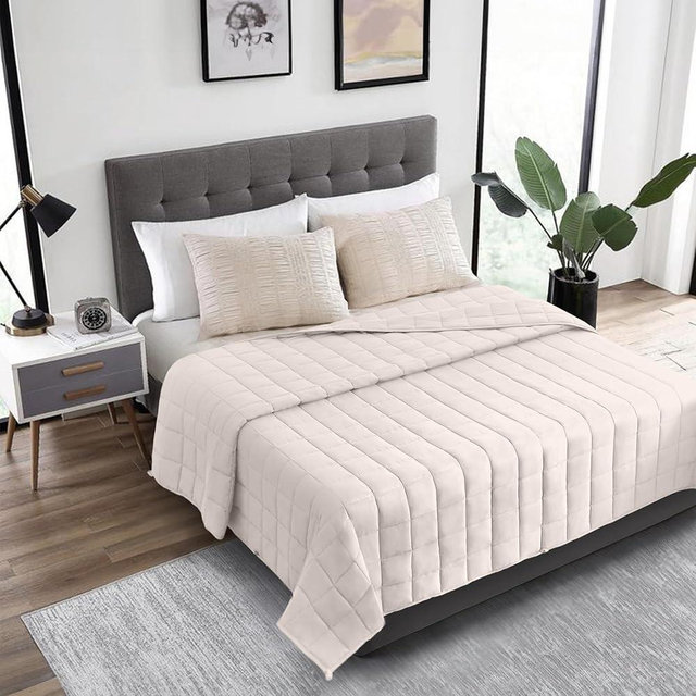HomeSmart King Size Weighted Blanket 40lbs, Oversized Heavy Blanket for Adults, 104x92, Khaki Tan