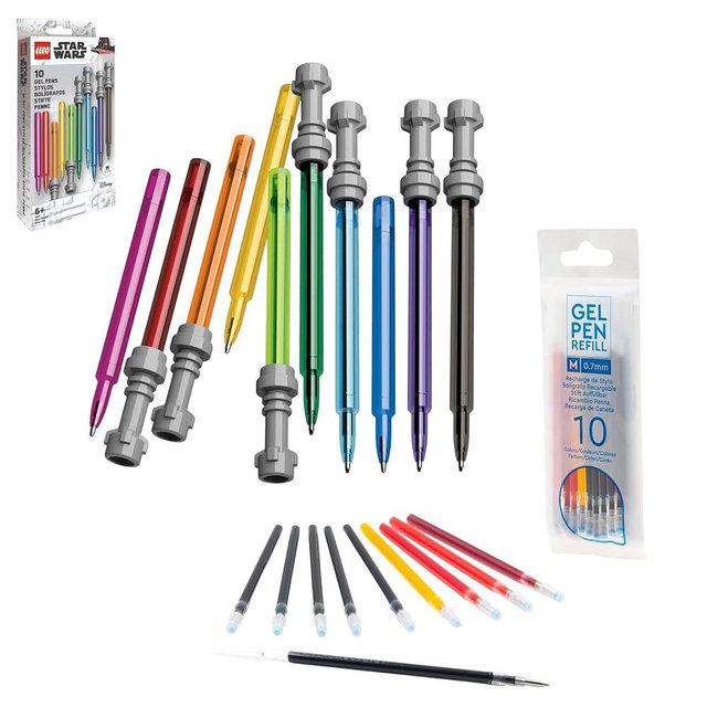 IQ LEGO Star Wars Lightsaber Gel Pen 10 Pack with 10 ink refills bundle