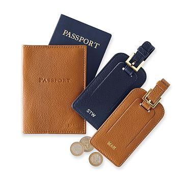 Monogramed Leather Luggage Tag & Passport Case Sets