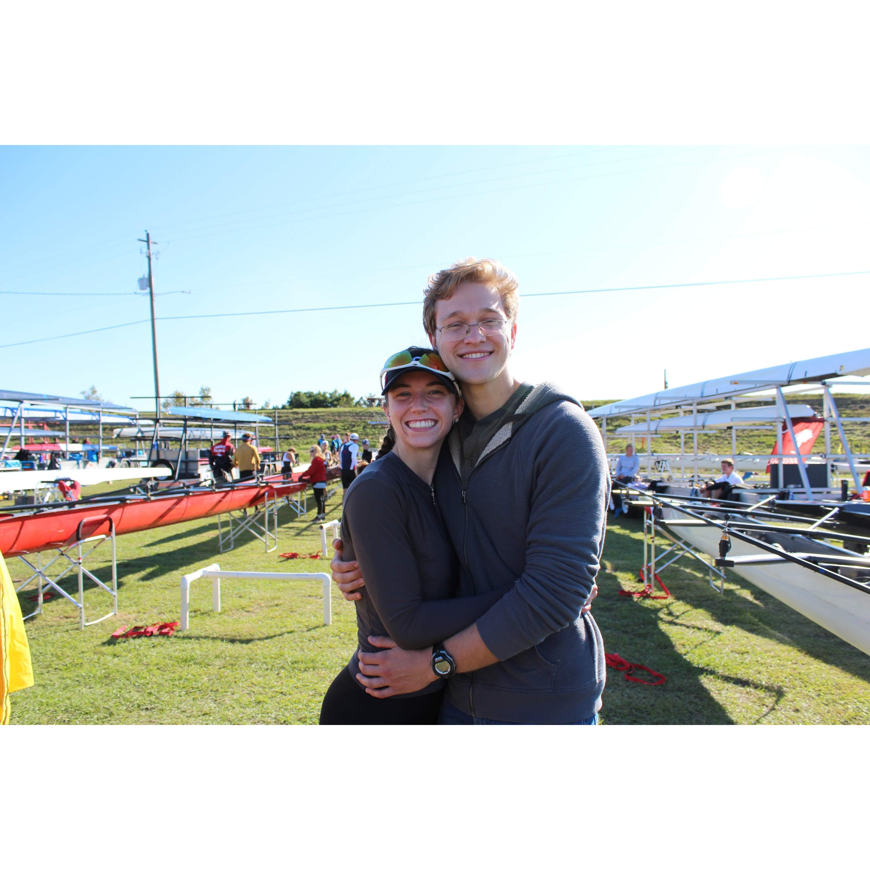 Lars Cheering Grace on at Rowing!