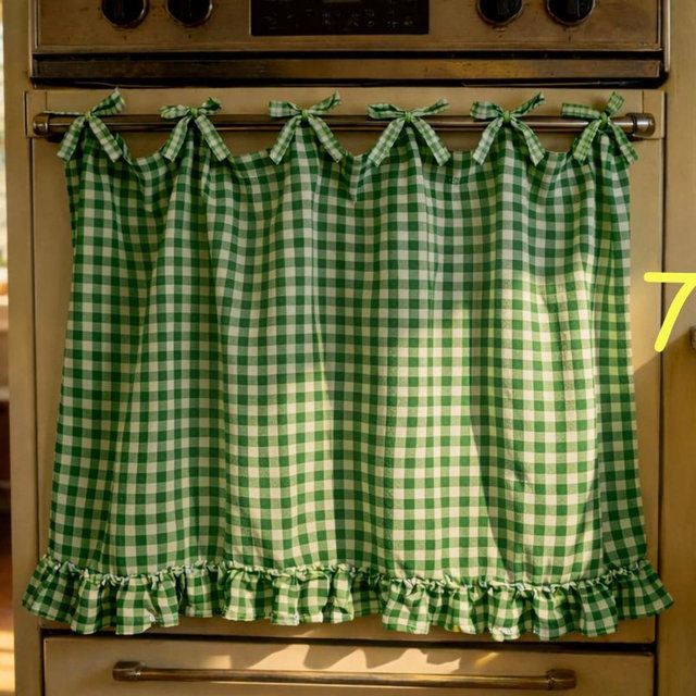 Handmade Oven Skirt - Farmhouse Ruffled Kitchen Skirt, Rustic Stove Handle Cover, Cottagecore Decor