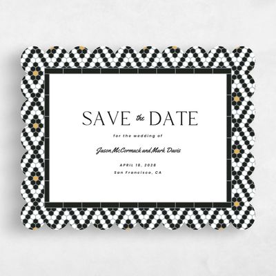 Black Scalloped Wedding Save the Date - Metropol Landscape