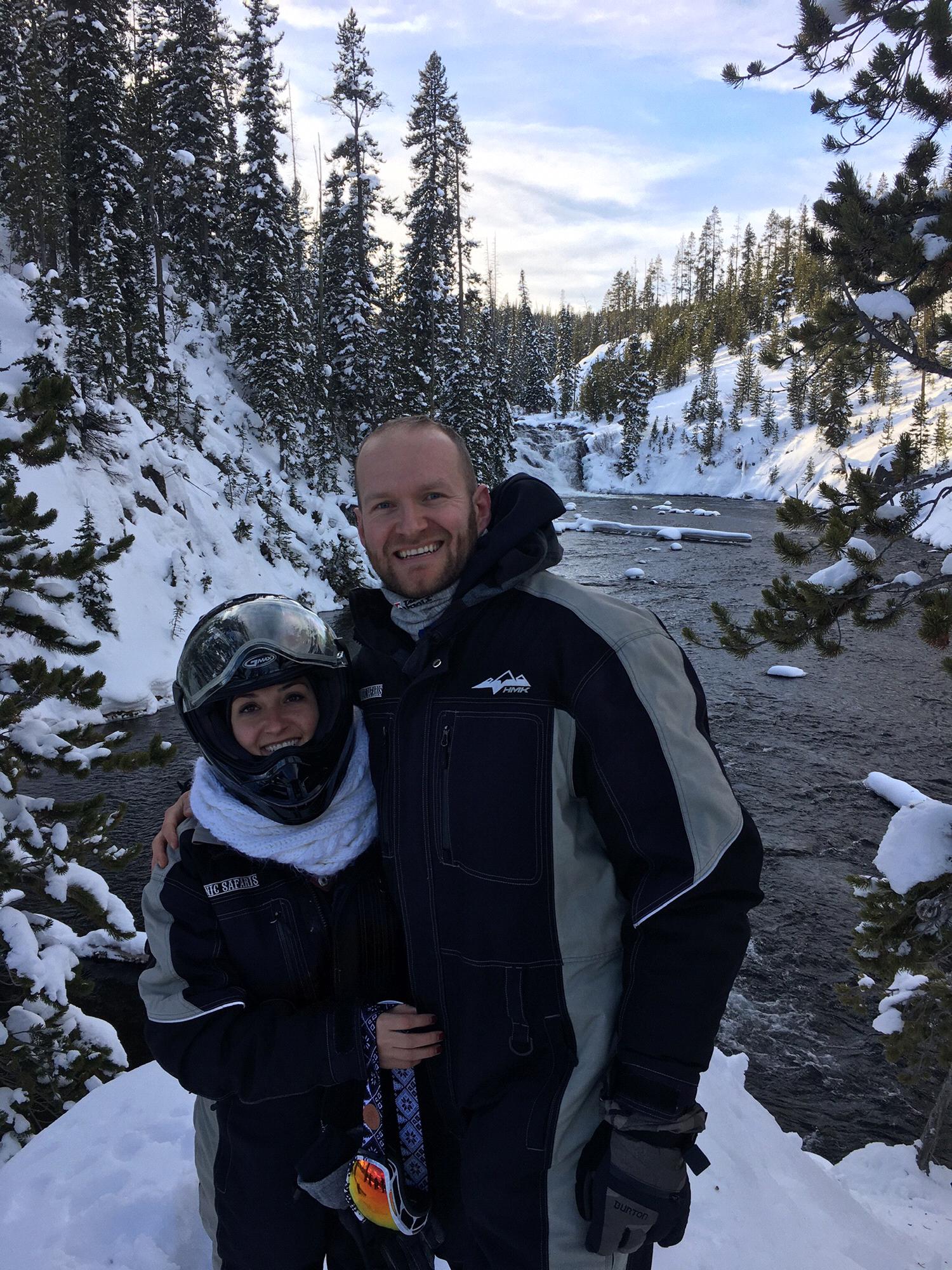 Snowmobiling through Glacier National Park after skiing Jackson Hole - January 2020