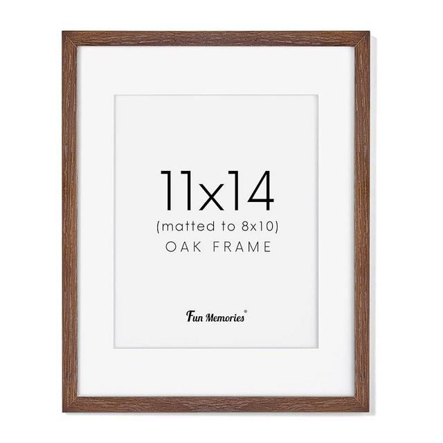 Oak Wood 11"x14" Picture Frame, 11x14 Photo Frame for Wall, Rustic Wood 11x14 Frame, Real Glass, Display 8x10 Picture with Mat or 11x14 without Mat, 11x14 Frame for Wall (Walnut Color, 1 Pack)