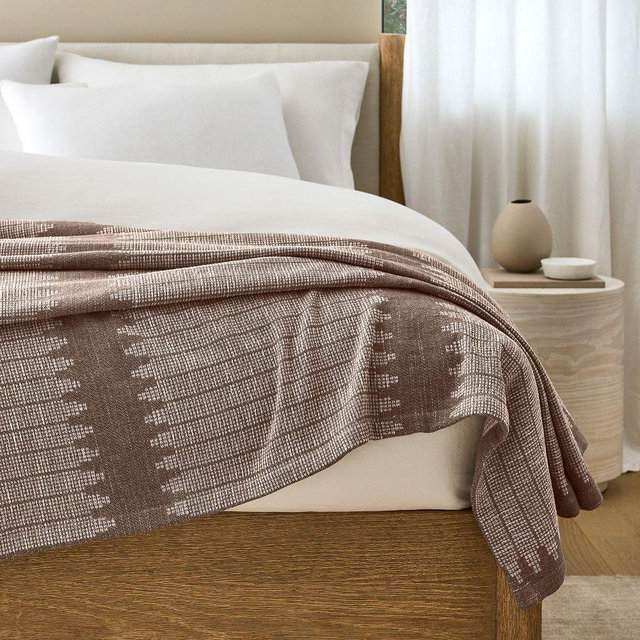 Reversible Woven Bed Blanket, King, Cardamom