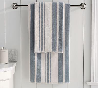 Morning Stripe Organic Hand Towel, Blue