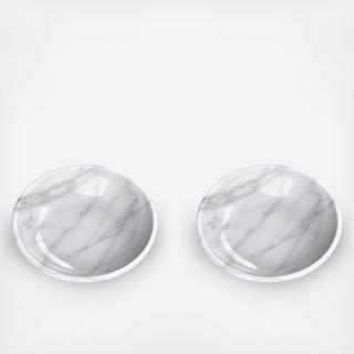 Carrara Marble Melamine Saucer, Set of 2