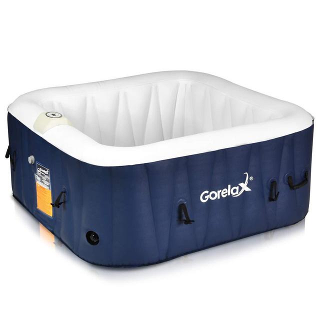 Goplus 4-6 Person Portable Outdoor Spa, Inflatable Hot Tub, Jets Bubble Massage Relaxing Massage Pool with Digital Control Panel, Removable Filter, Heating Function(4-Person)