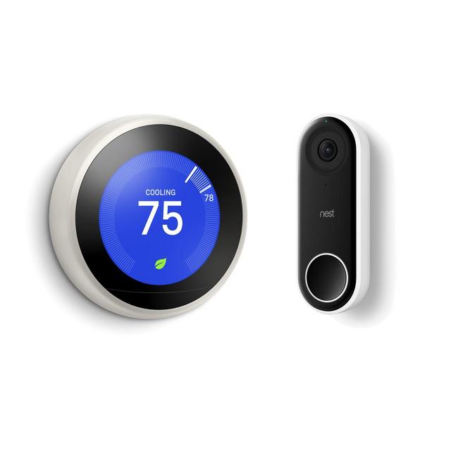 Google Nest Learning Thermostat and Hello Doorbell Bundle in White