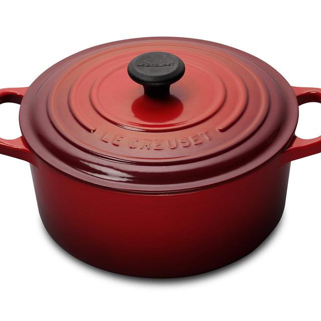 Le Creuset Signature Enameled Cast-Iron 5-1/2-Quart Round French (Dutch) Oven, Cerise (Cherry Red)
