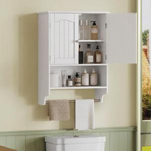 Medicine Cabinet with Adjustable Shelves and Towel Rack - White