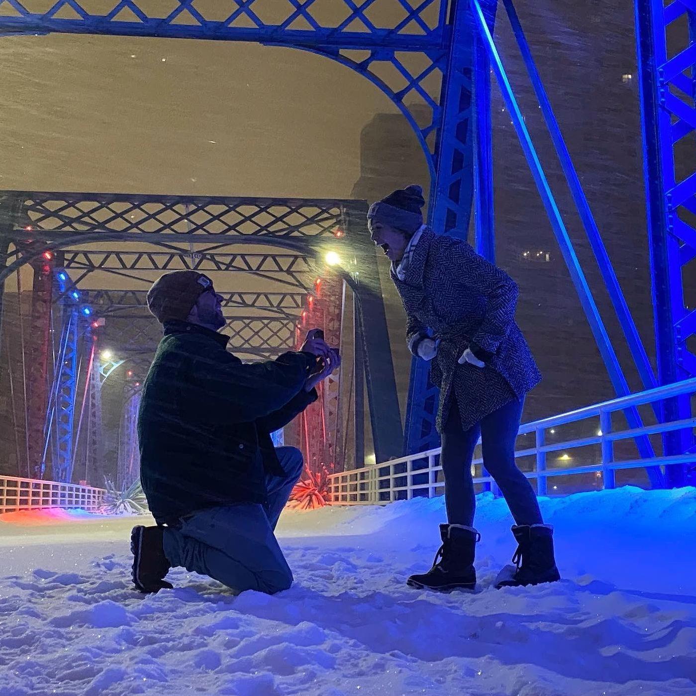 I thought we were posing in the snow, he knew we were posing to propose, haha :)